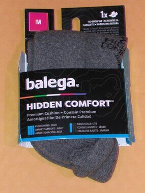 Balega Hidden Comfort No Show Socks Women's Medium NWT Charcoal